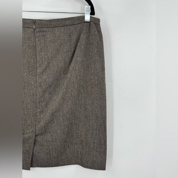 Trina Turk Straight Pencil Skirt Wool & Silk Blend Lined Zip Brown Gray Grey 12 - Picture 6 of 11